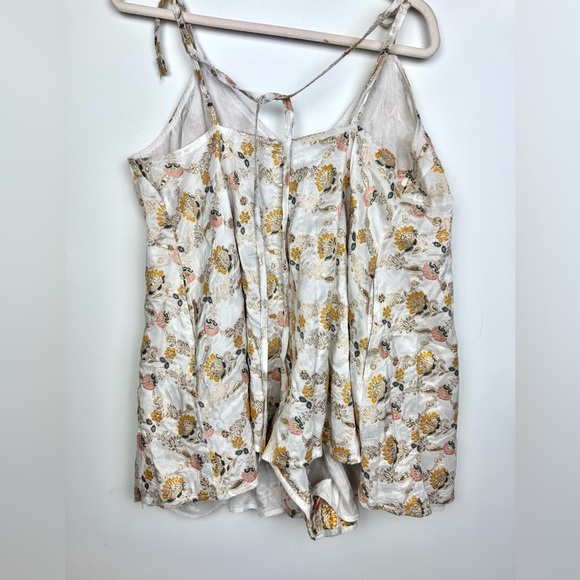 Free People Chiara Gold and Ivory Jacquard Embroidered Romper Large NEW - Picture 4 of 10